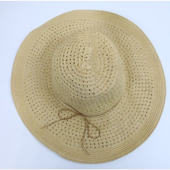 Big Sun Hat One Size Beige Solid Straw - Picture 7 of 7